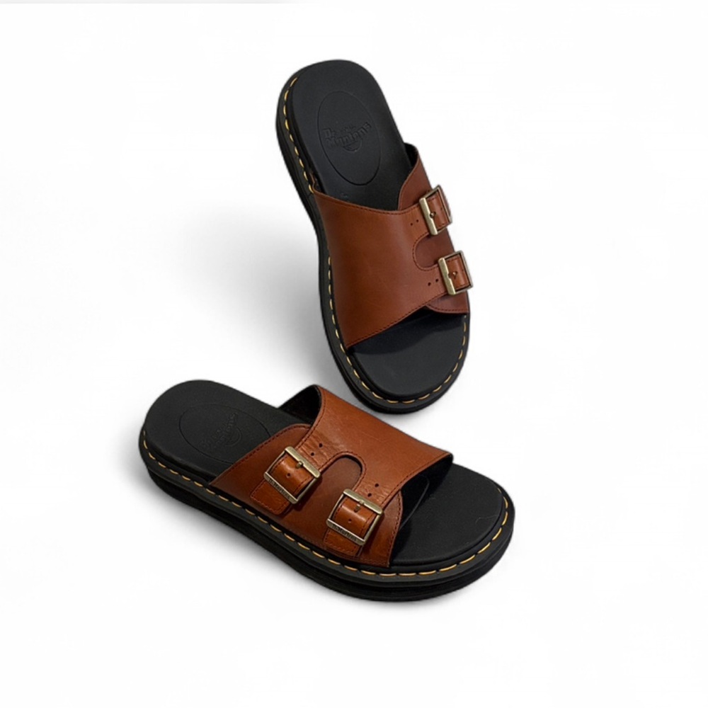 Dr. Martens Dax Luxor Leather Double-Buckle Slide Sandals